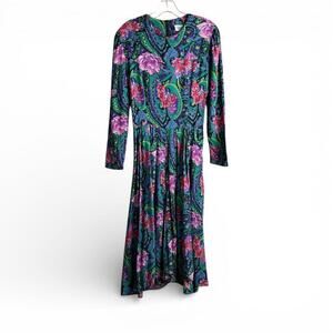 Vintage Psychedelic Floral Paisley Long Sleeve Jumpsuit